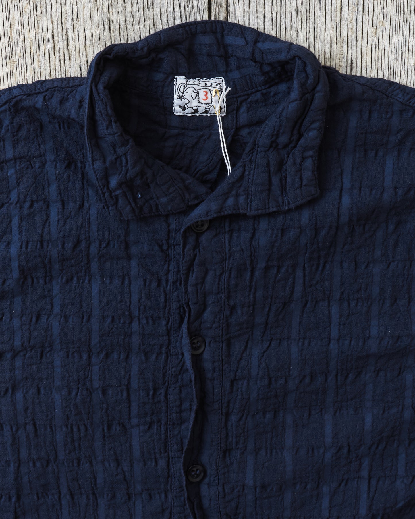 Tender 469 Short Sleeve Flipped Collar Shirt Airbag Cambric Hadal Blue
