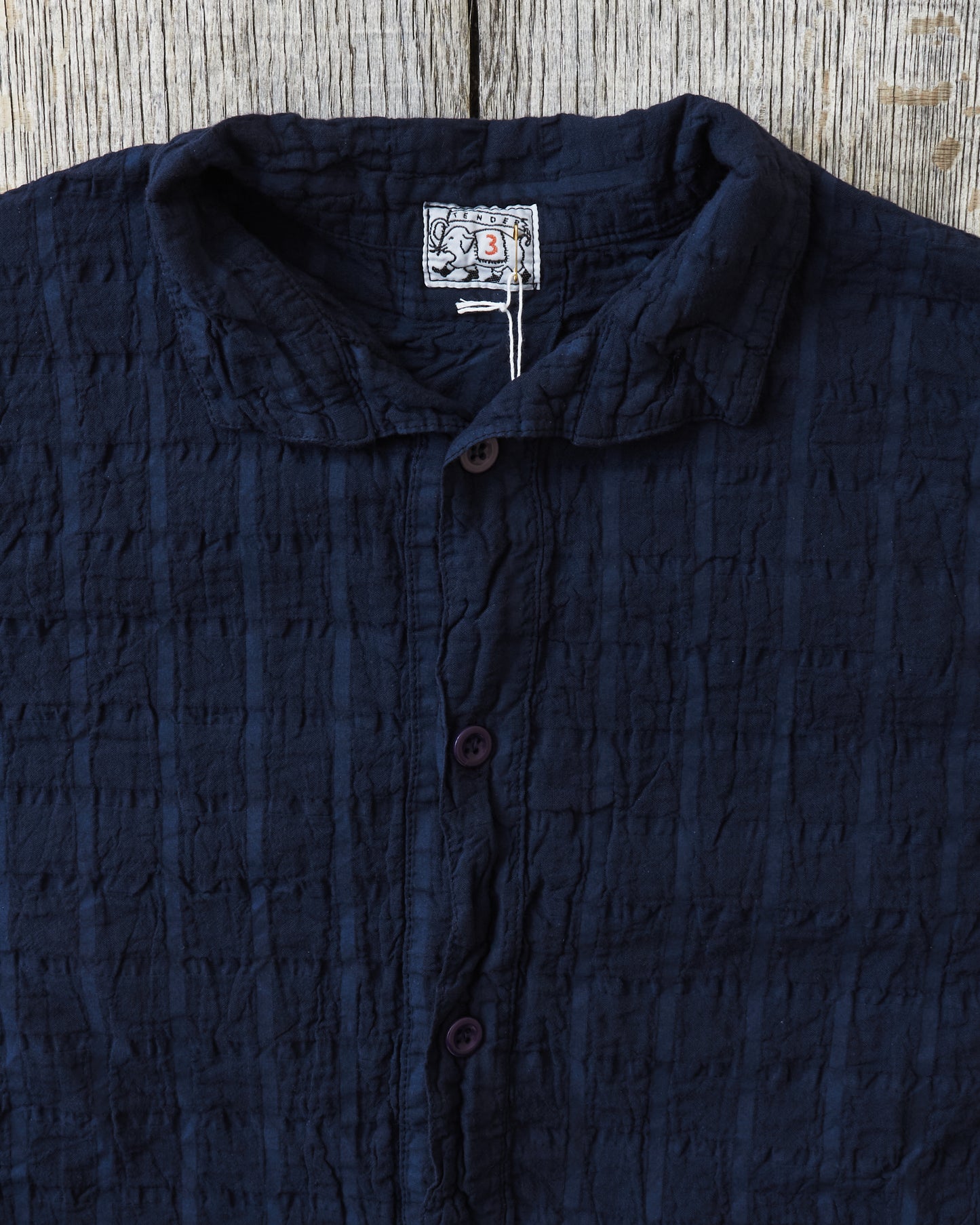 Tender 468 Flipped Collar Shirt Airbag Cambric Hadal Blue