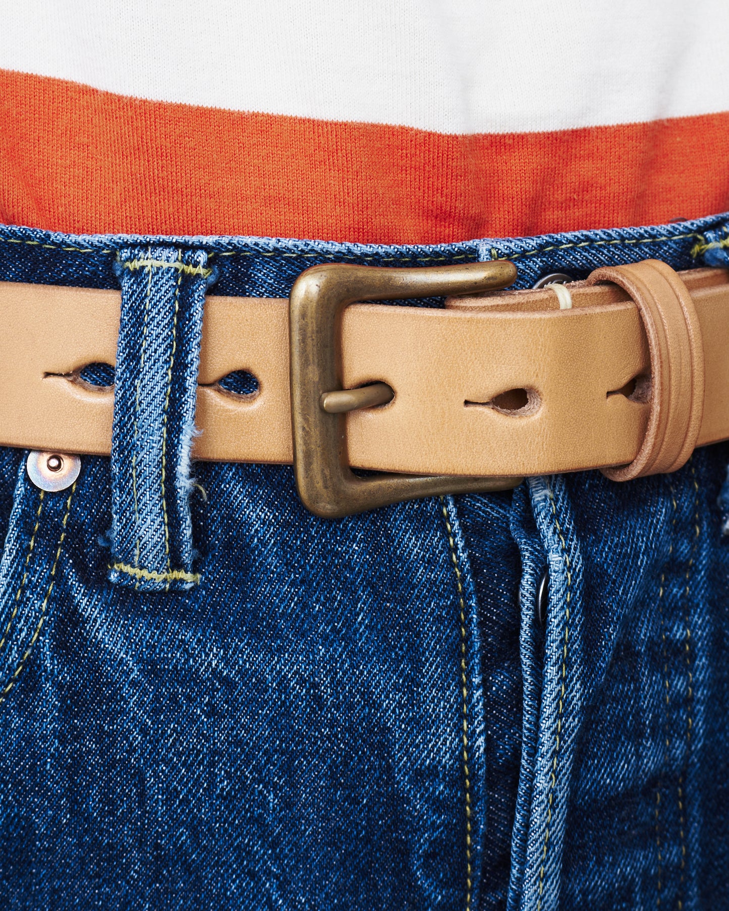 Warehouse & Co Slim Leather Belt Tan
