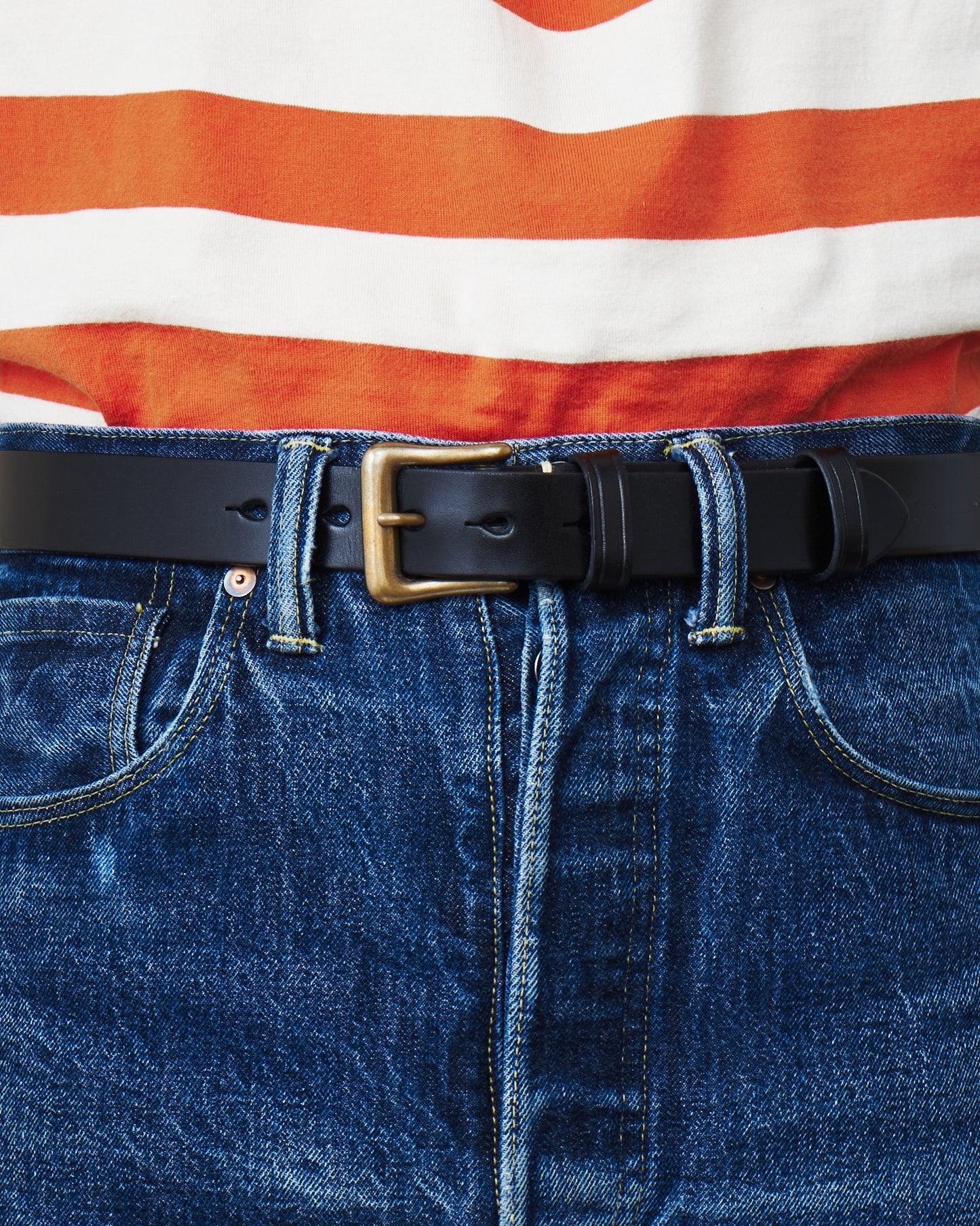 Warehouse & Co Slim Leather Belt Black