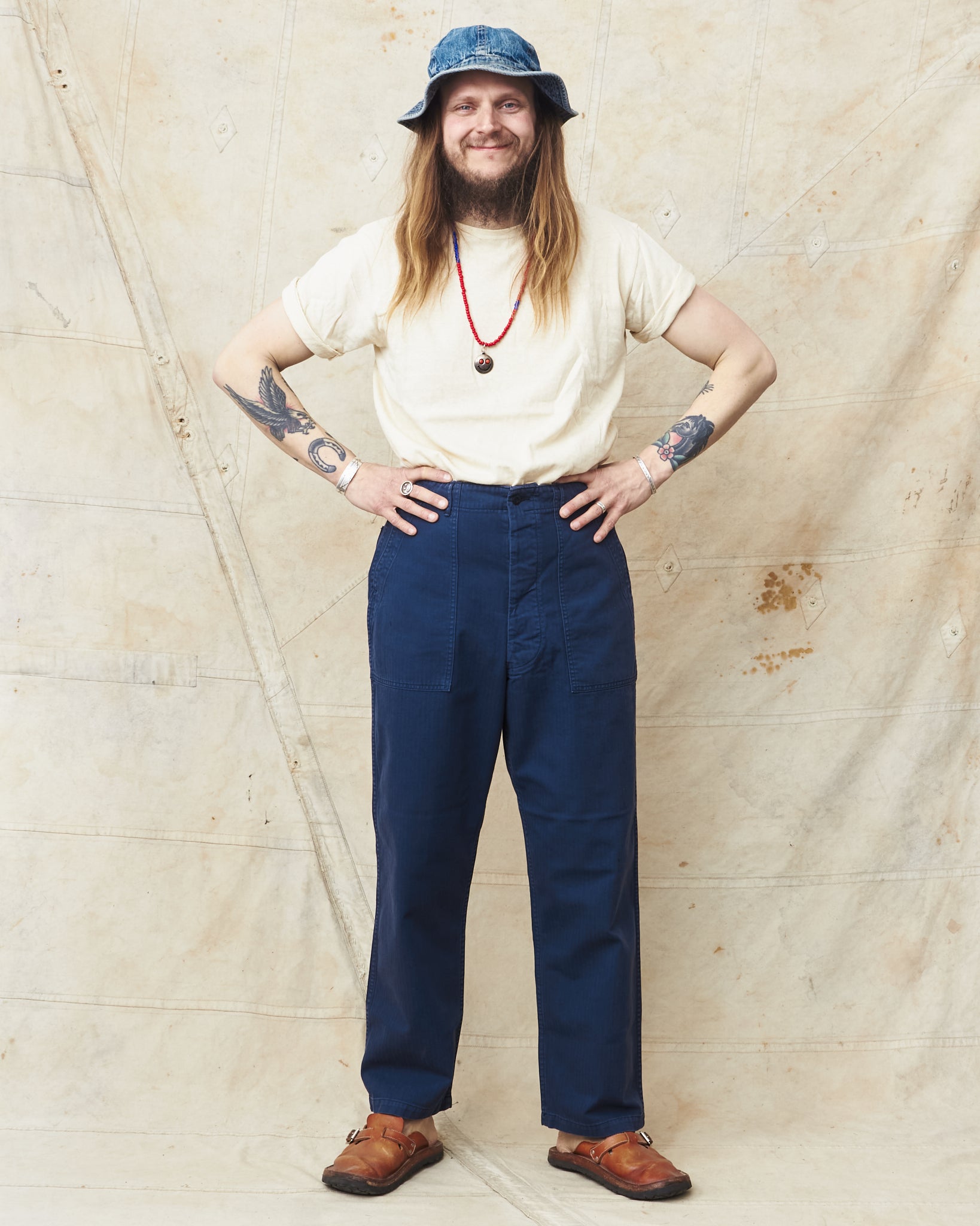 OrSlow 5103 Herringbone Summer Fatigue Trousers Navy – Second Sunrise