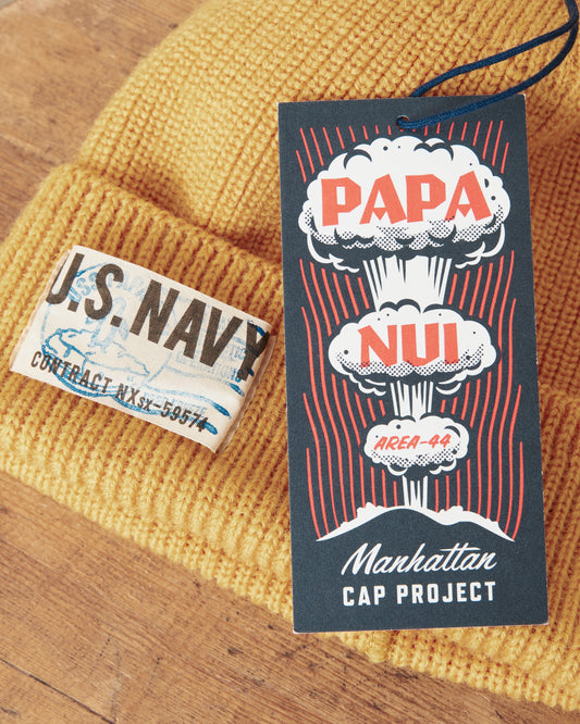 Papa Nui Cap Co. General Issue Operation Deep Freeze Wool Watch Cap Yellow