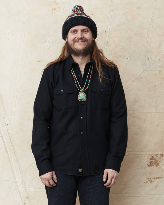 Indigofera Iconic Wool Shirt Dark Navy