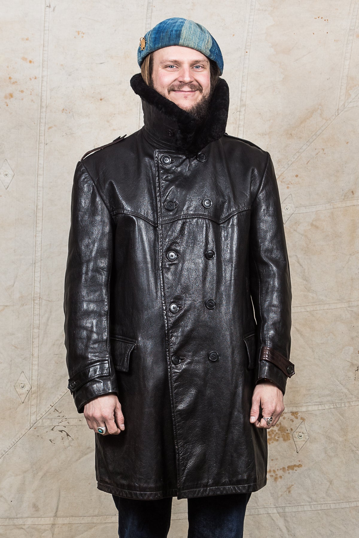 Vintage Swedish Army Mats Larsson Malung Leather Coat