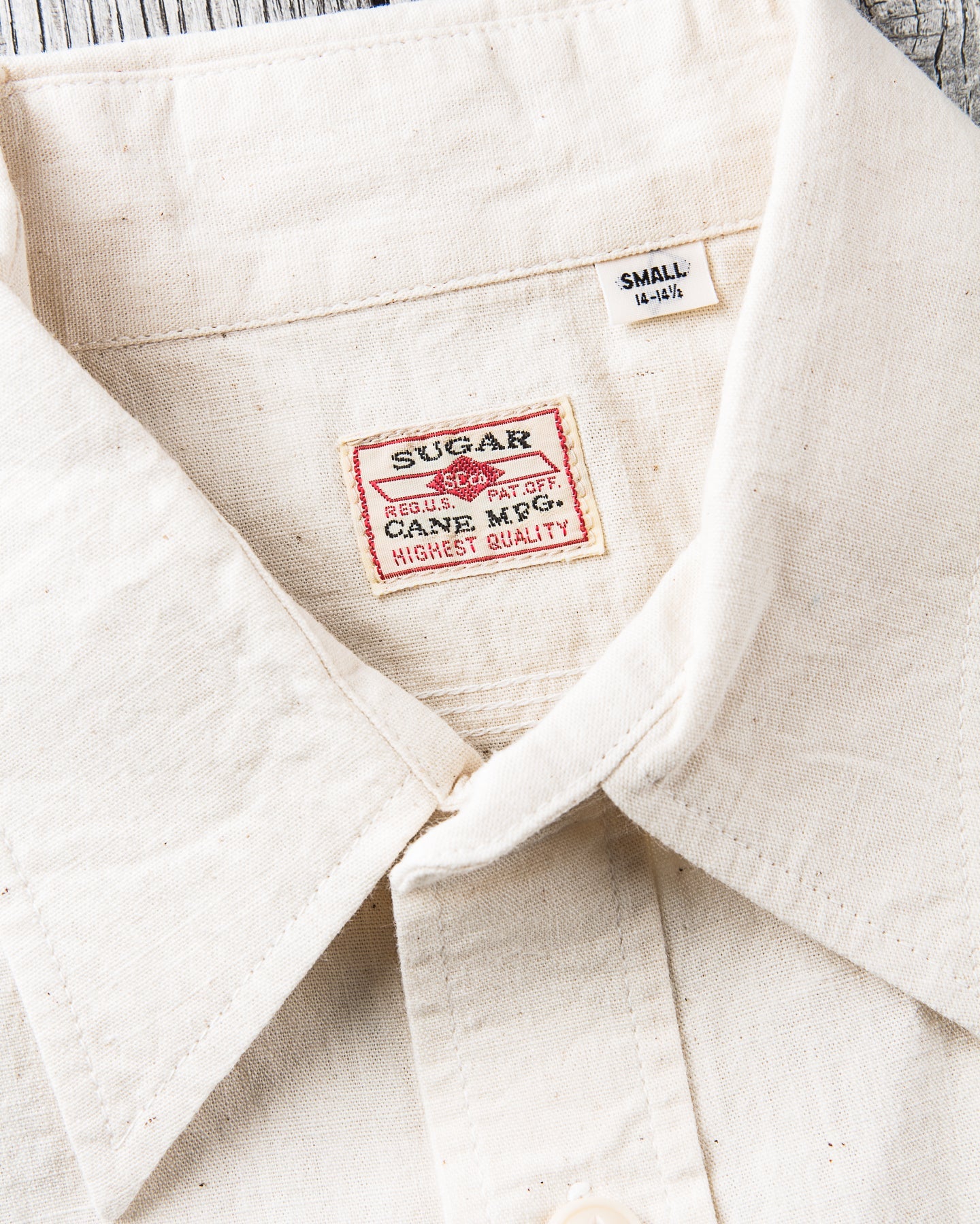 Sugar Cane & Co. Short Sleeve White Chambray Work Shirt SC37942