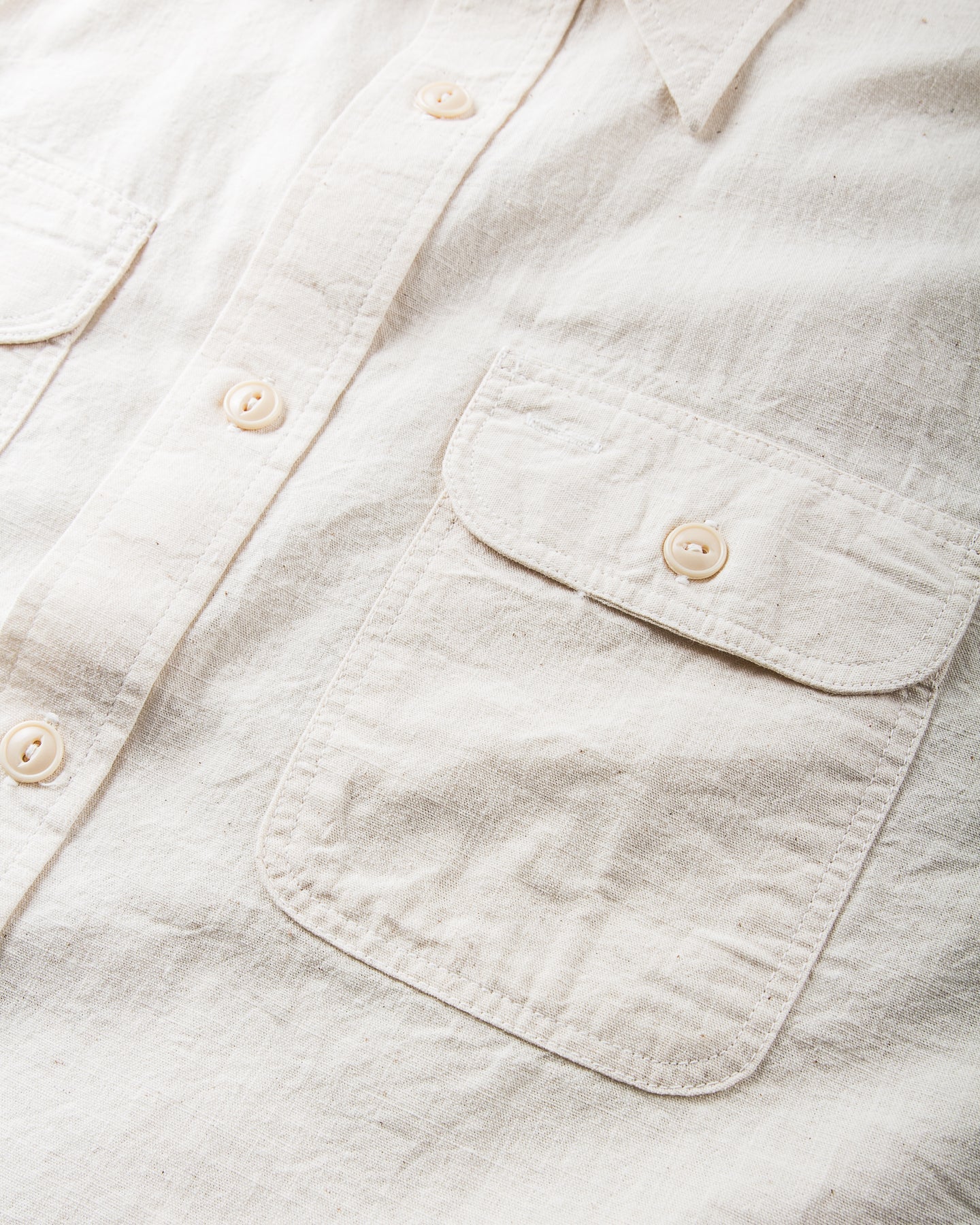 Sugar Cane & Co. Short Sleeve White Chambray Work Shirt SC37942