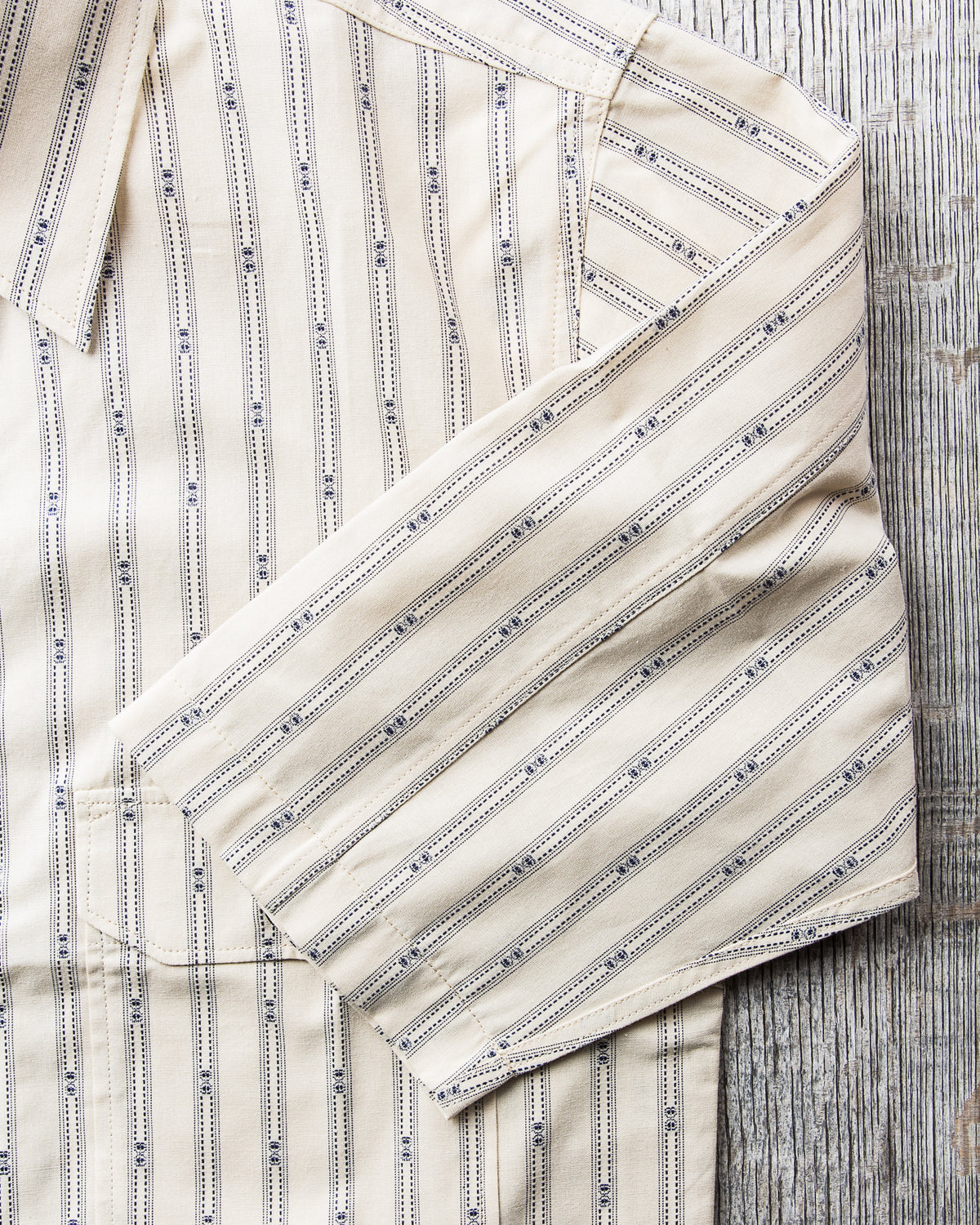 Indigofera Delray Shirt Cotton Stripe Ecru / Indigo