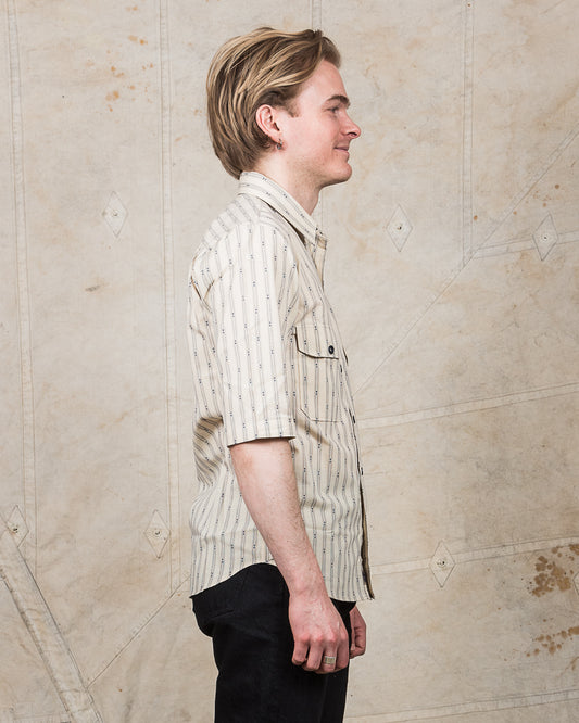 Indigofera Delray Shirt Cotton Stripe Ecru / Indigo