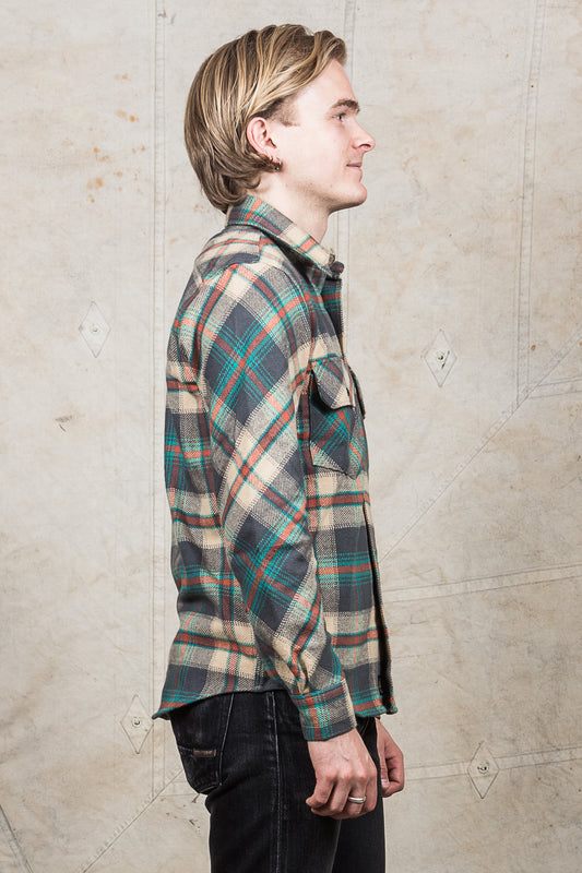 Indigofera Bryson Flannel Shirt Grey/Beige/Petrol/Red