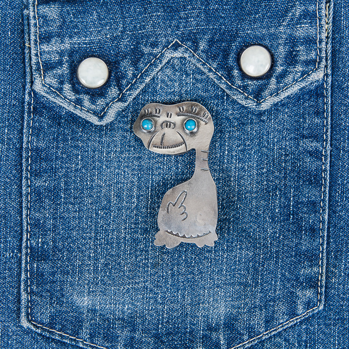 Munqa Newtive E. T. Silver & Turquoise Brooch