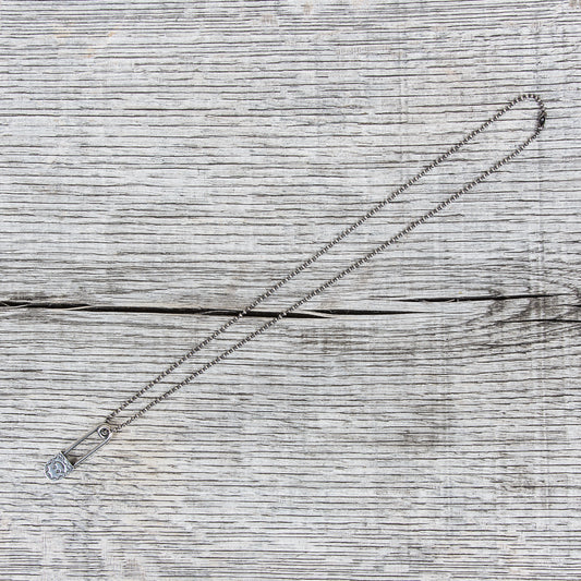 Munqa Newtive Safety Pin Silver Necklace