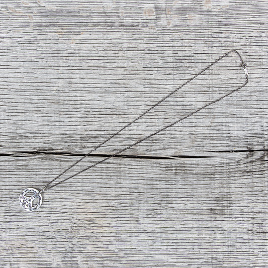Munqa Newtive Peace Sign Silver Necklace