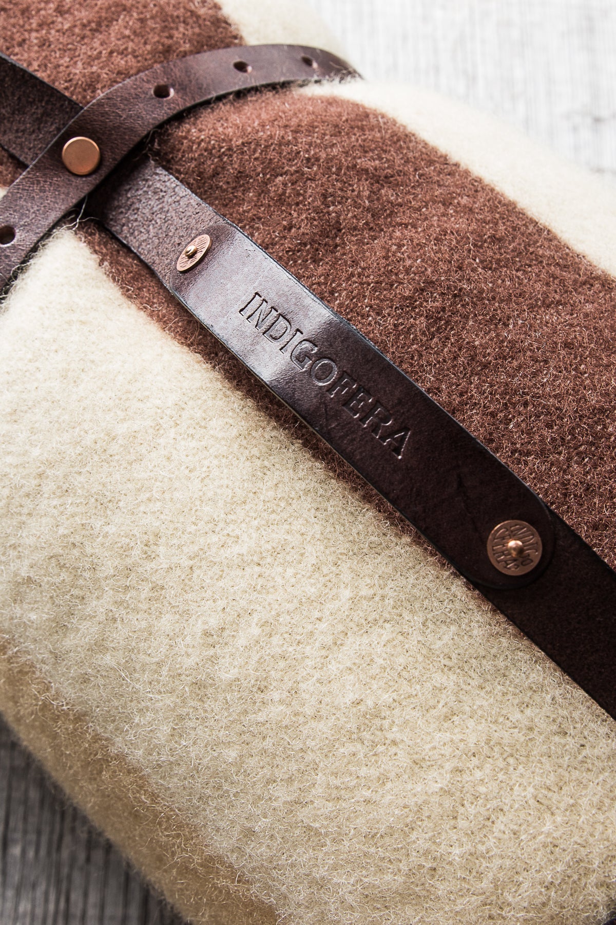 Indigofera Leather Blanket Carrier Dark Brown