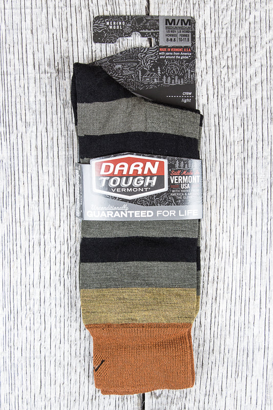 Darn Tough Black / Fatigue Wool Socks Warlock Crew Light