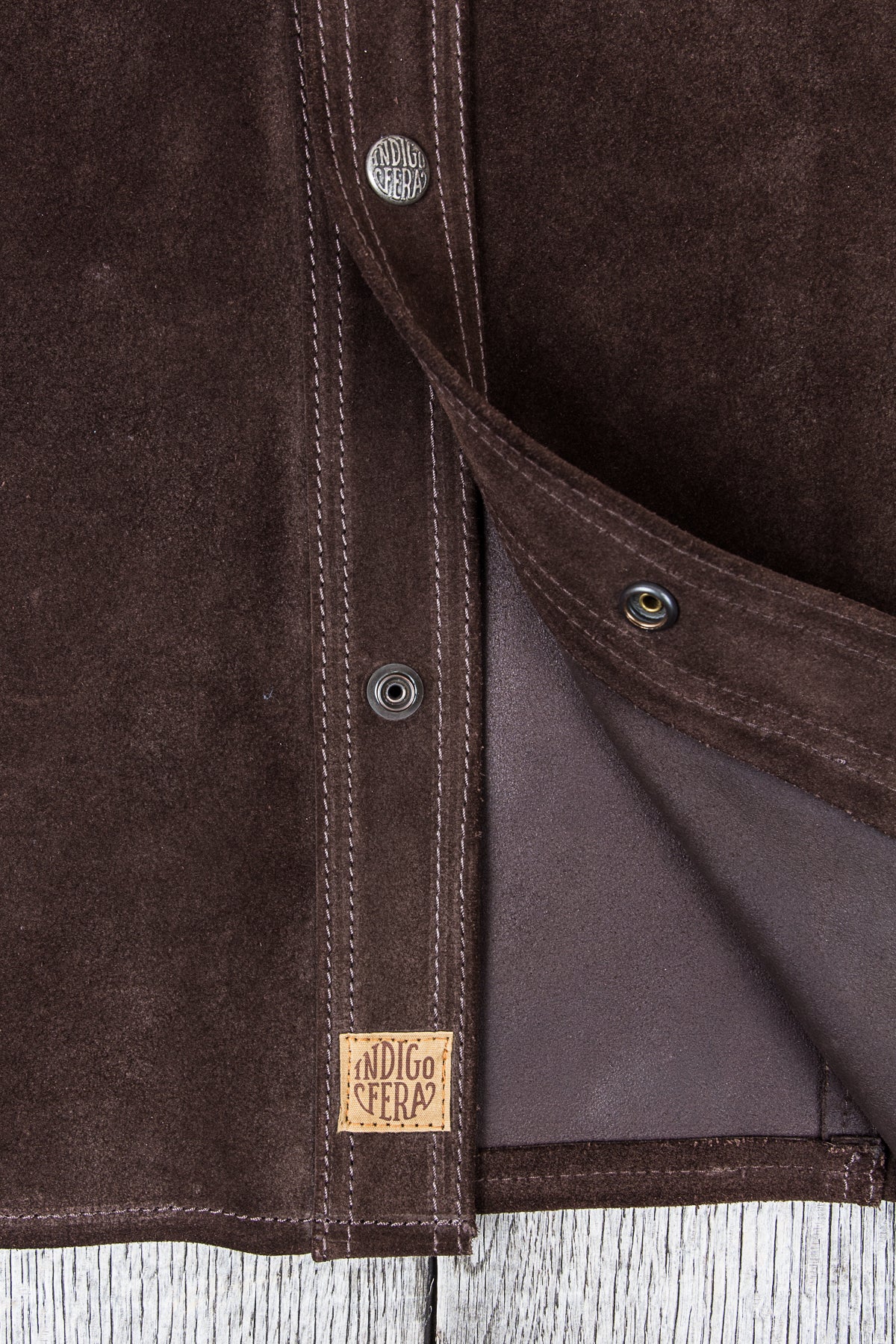 Second Hand Indigofera Fargo Leather Jacket Brown Rough-out
