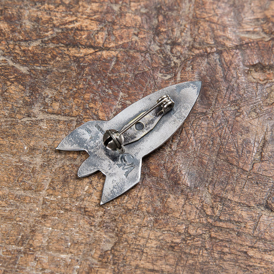 Munqa Newtive Rocket Silver & Turquoise Brooch