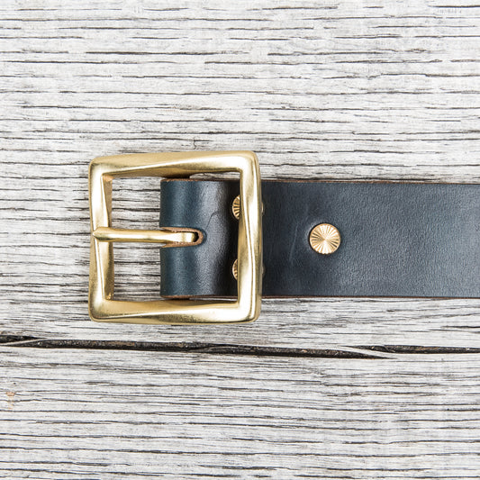 Lone Wolf Leathers Belt Horween Chromexcel Twisted Brass Buckle