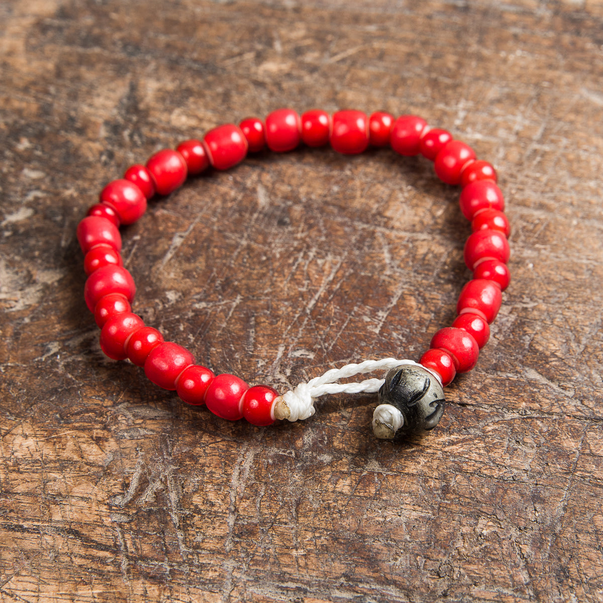 Tenable Crafts Red White Heart Trade Beads Bracelet #150