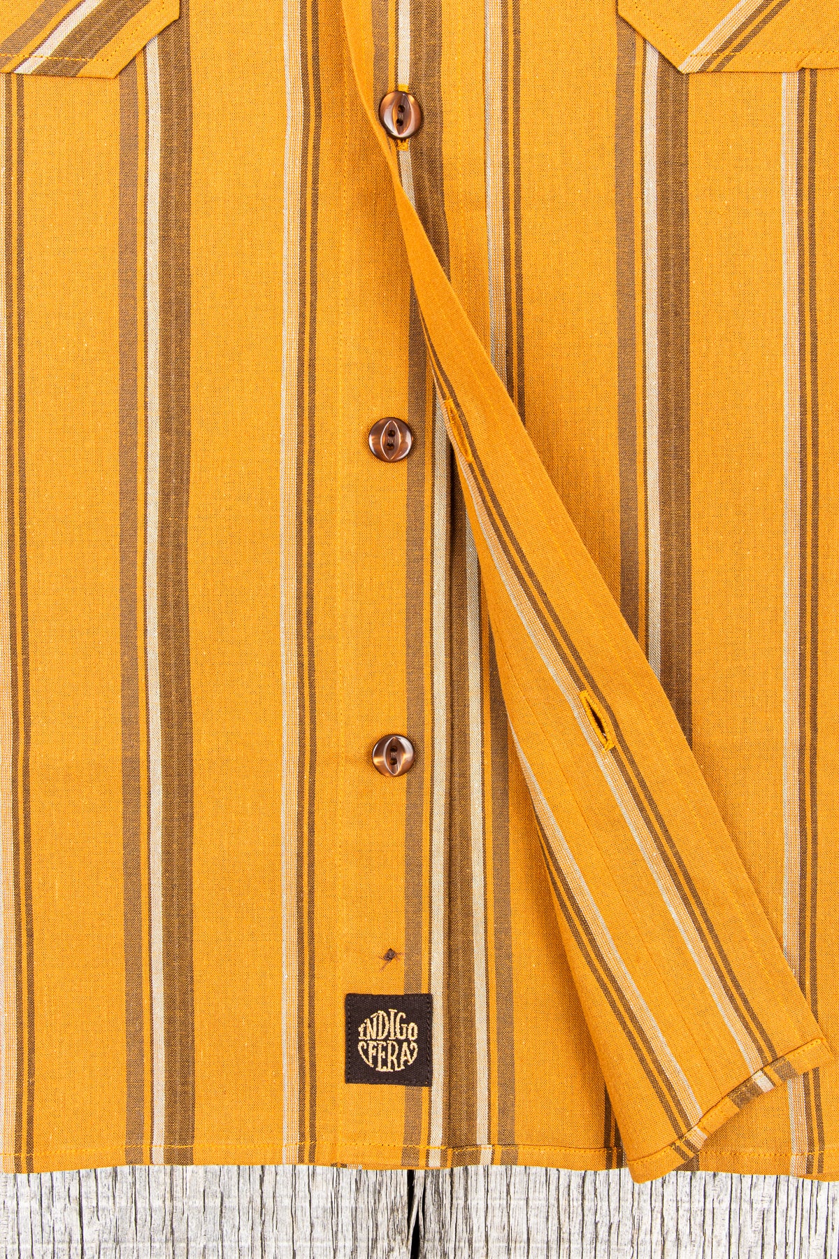 Indigofera Delray Cotton / Linen Orange and Brown Stripe