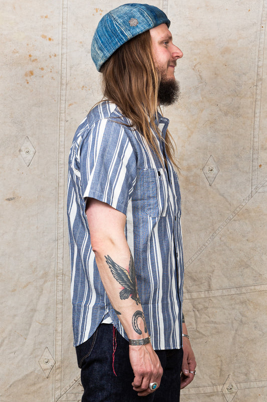 Sugar Cane & Co. Short Sleeve Random Stripe Work Shirt