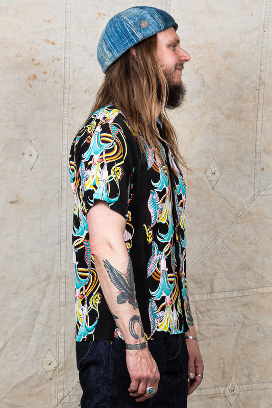Sun Surf Rayon Hawaiian Shirt Taro Leaf Angel's Trumpet