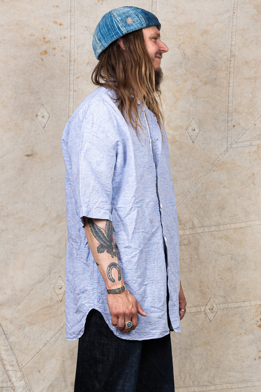Tender Weaver's Stock Short Sleeved Tail Shirt Blue Hatch