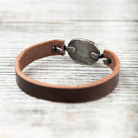 Tenable Crafts Silver & Leather Bracelet #166