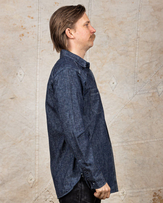 Second Hand Warehouse & Co Duck Digger Triple Stitch Blue Chambray Shirt