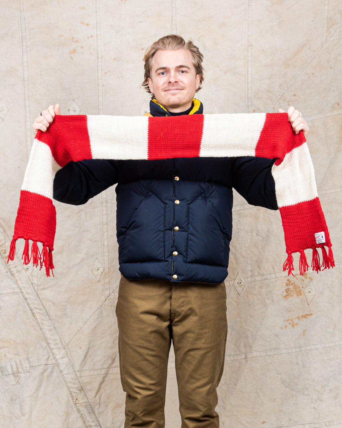 Gunnar Bo Wool Scarf Striped White / Red