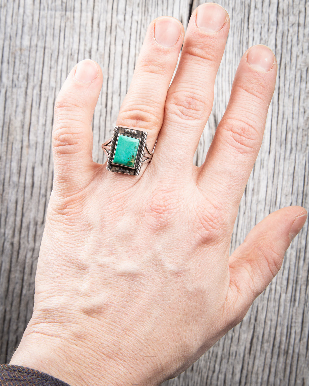 Vintage Navajo Turquoise Rectangle Ring