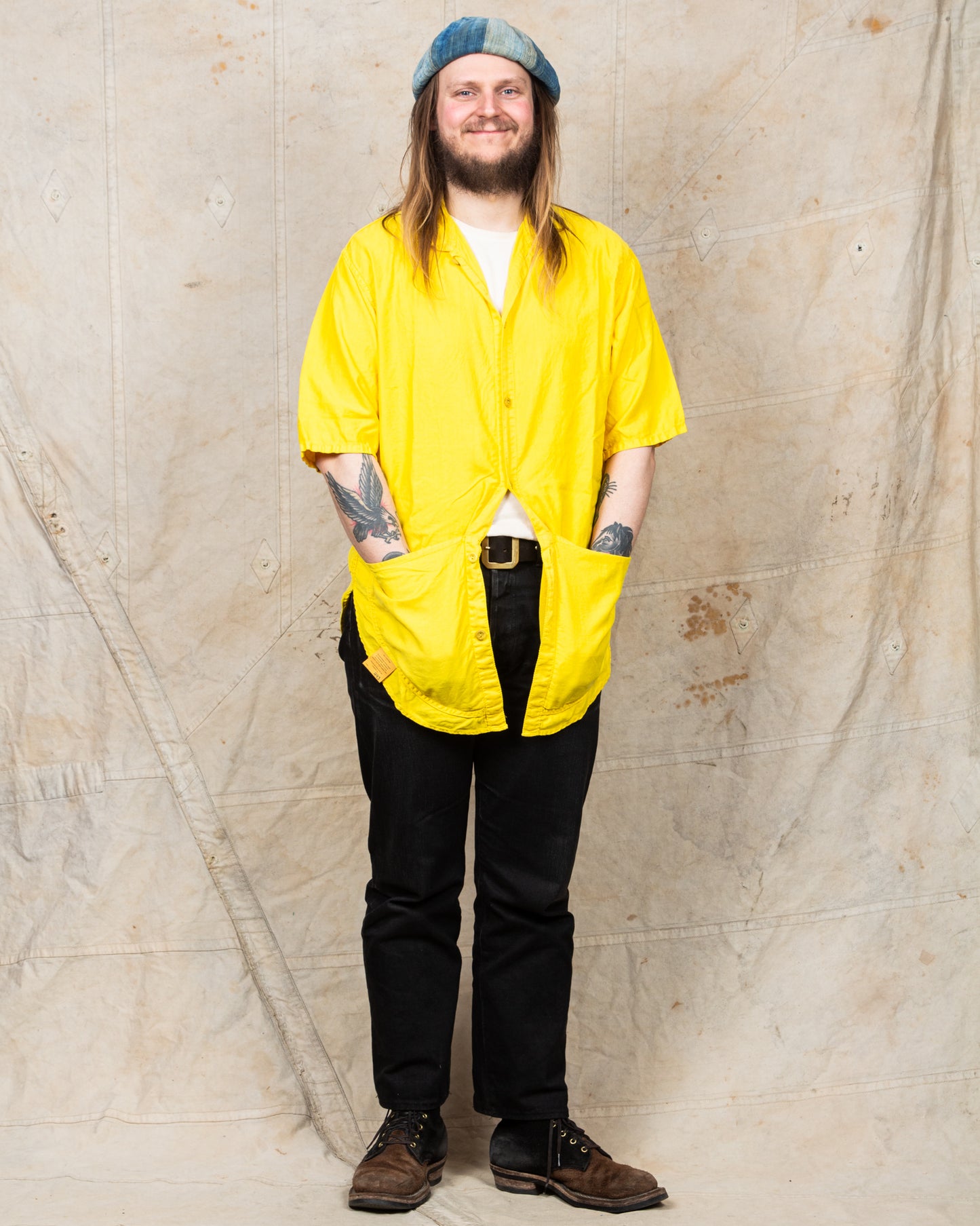Tender Type 443 Short Sleeve Compass Pocket Shirt Turmeric Dyed