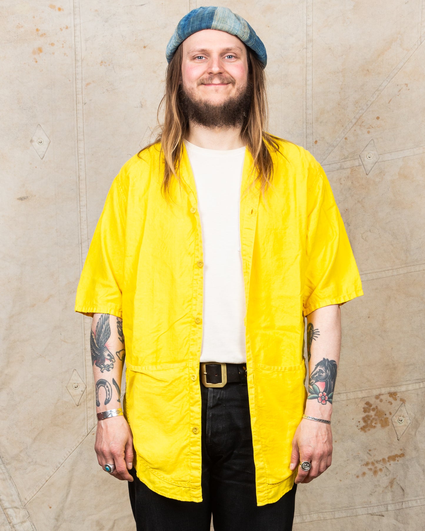 Tender Type 443 Short Sleeve Compass Pocket Shirt Turmeric Dyed