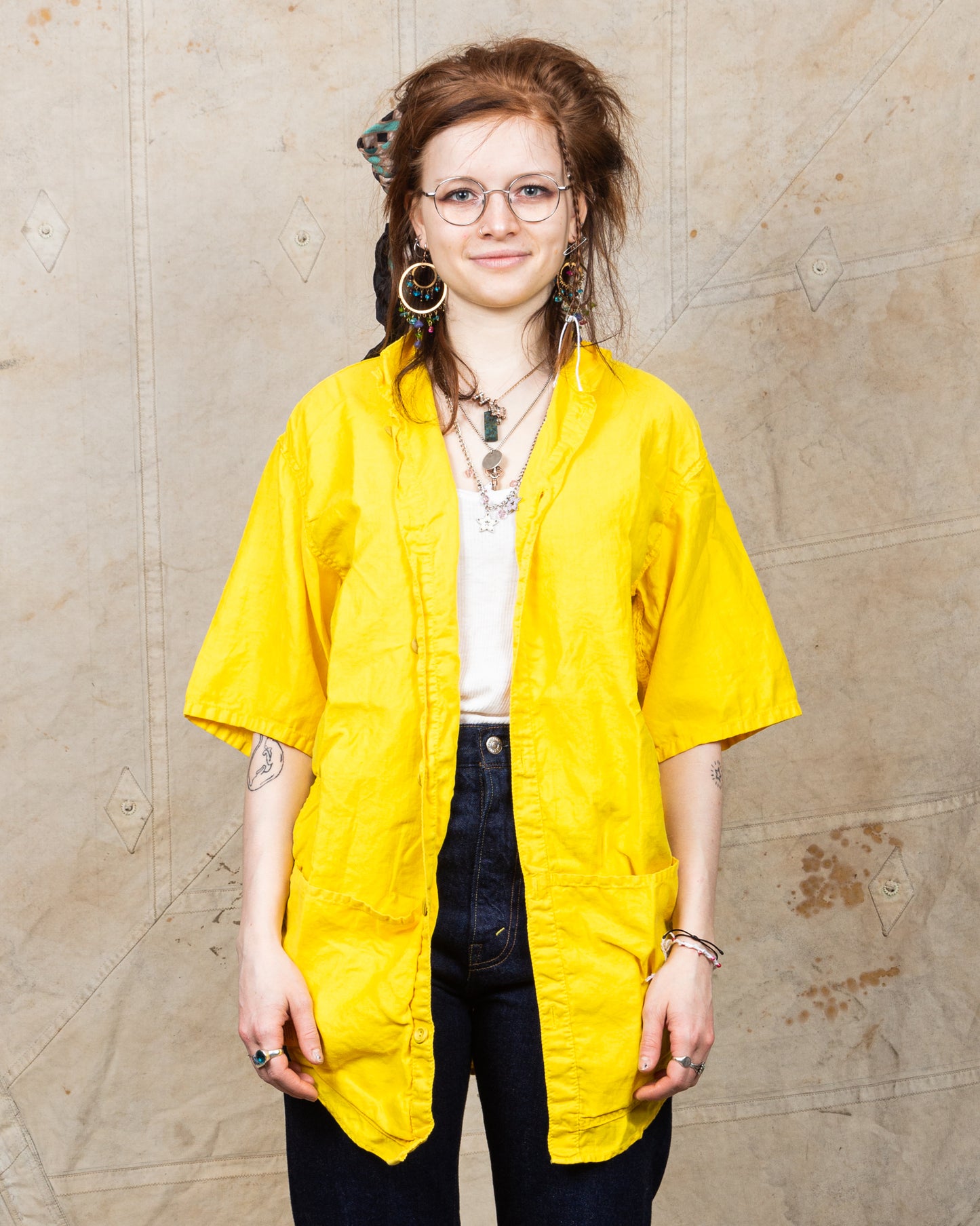 Tender Type 443 Short Sleeve Compass Pocket Shirt Turmeric Dyed