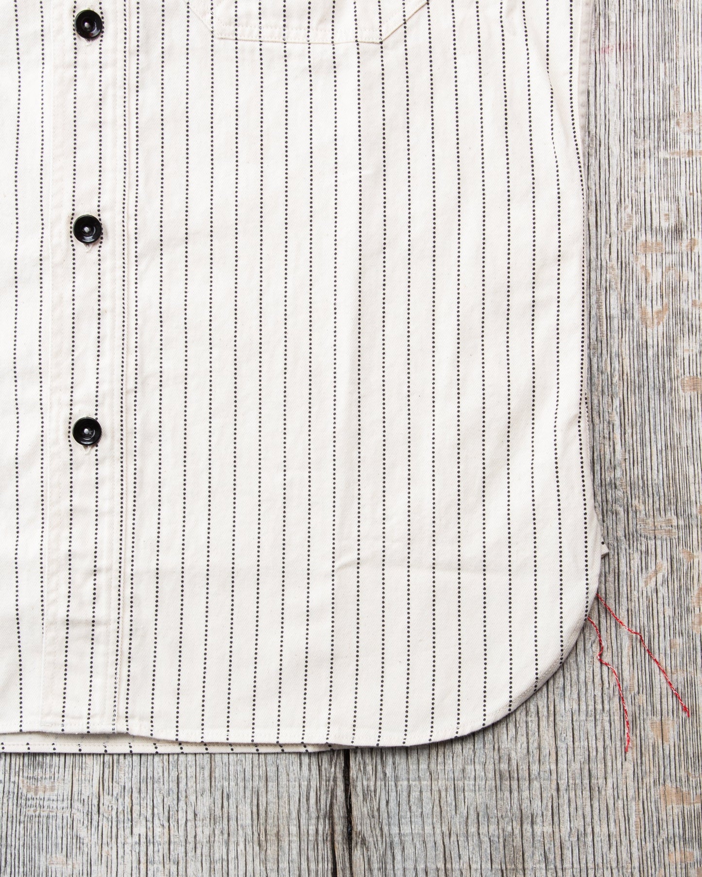 Sugar Cane & Co Fiction Romance 8.5oz. White Wabash Stripe Work Shirt SC27076