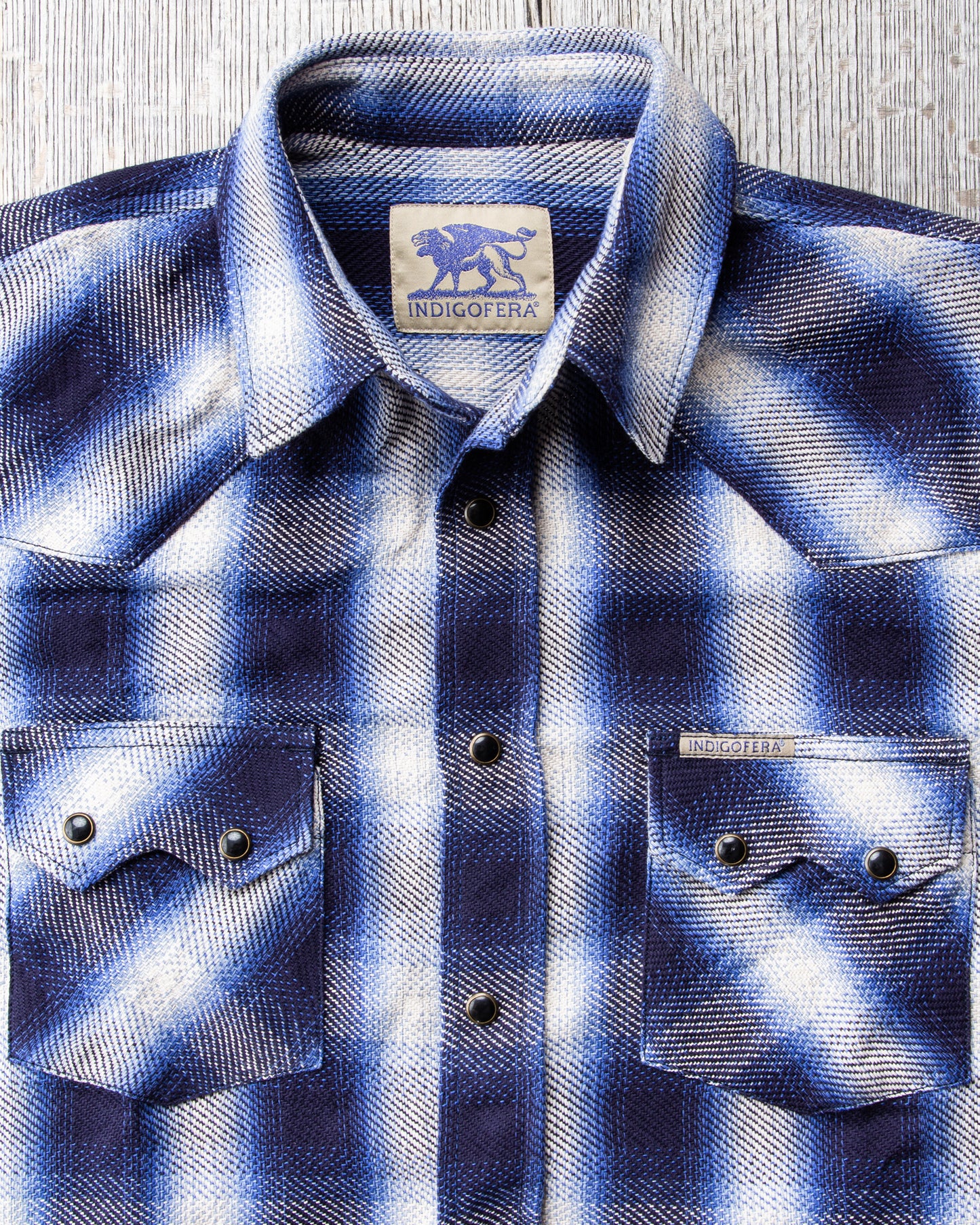 Indigofera Dollard Shirt Flannel Check Blue / White