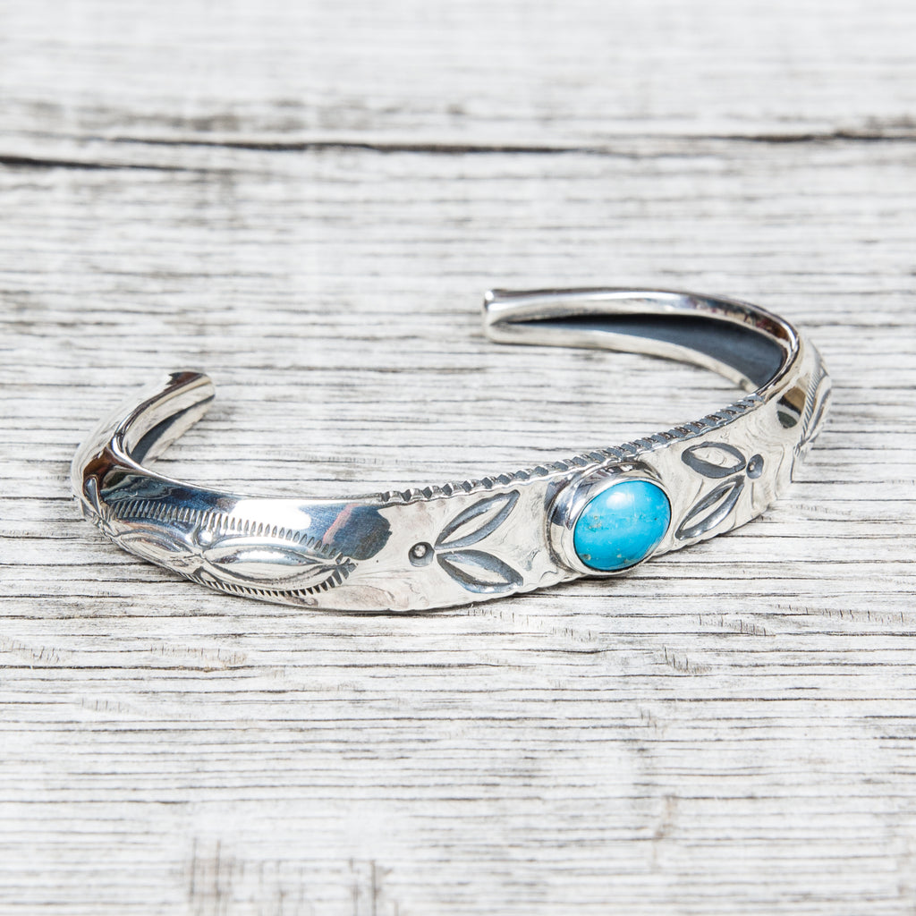 Larry Smith Triangle Repousse Bangle Turquoise BR-0140