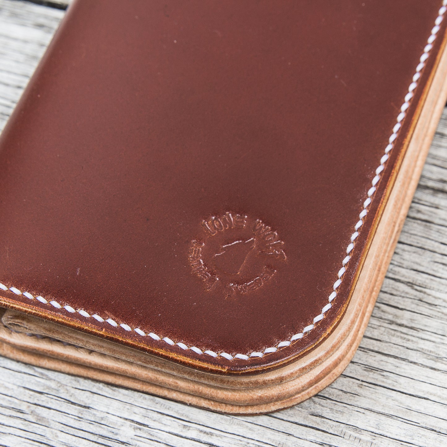 Lone Wolf Leathers Tall Wallet Shinki Shell Cordovan Bordeaux