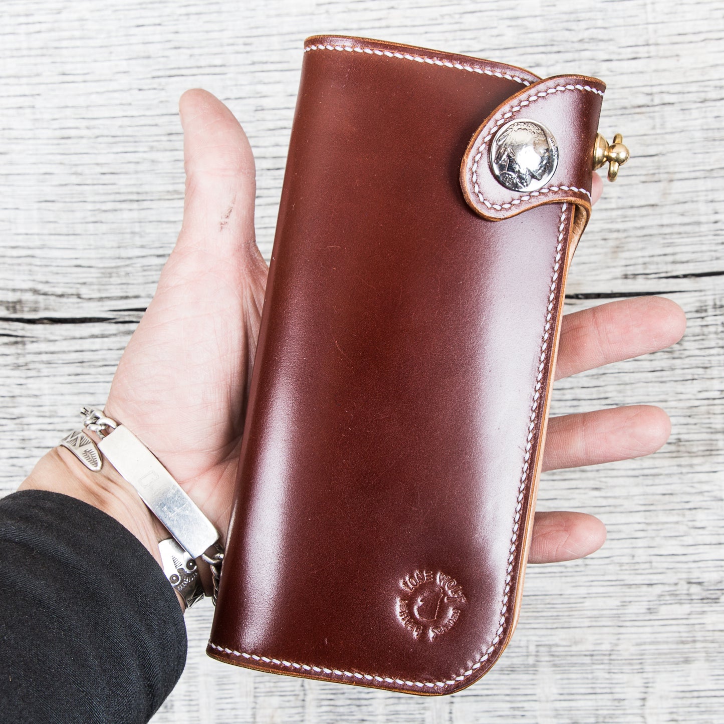 Lone Wolf Leathers Tall Wallet Shinki Shell Cordovan Bordeaux