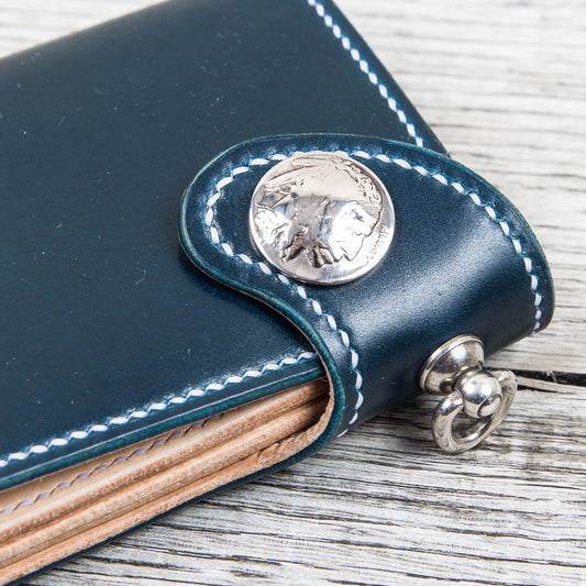 Lone Wolf Leathers Tall Wallet Shinki Shell Cordovan Navy