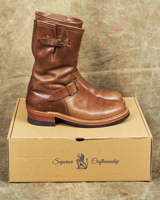 Second Hand John Lofgren LK-003 Engineer Boots Horween Leather CXL Natural Size US 9D