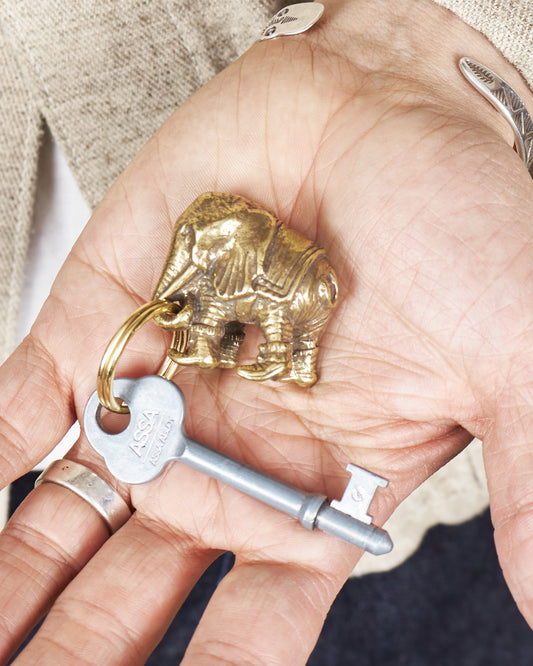 Tender Brass Elephant Keyring