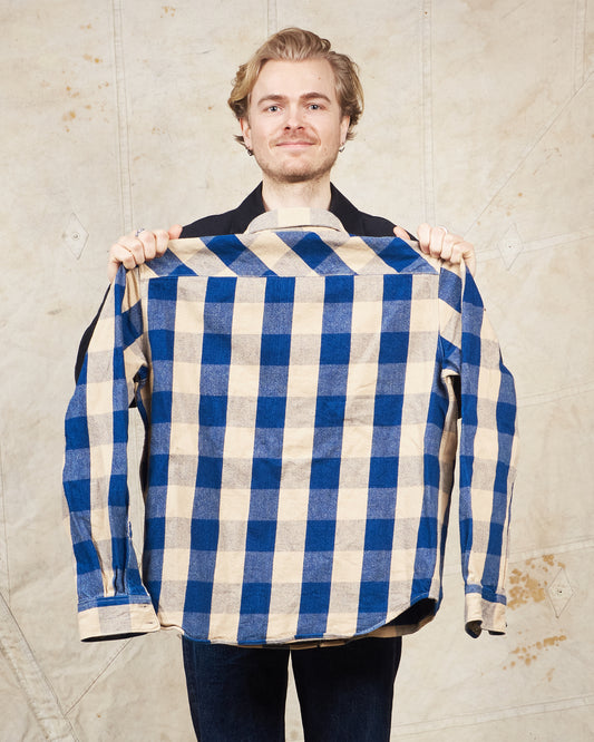 Second Hand Indigofera Norris Shirt Indigo/Beige Size M