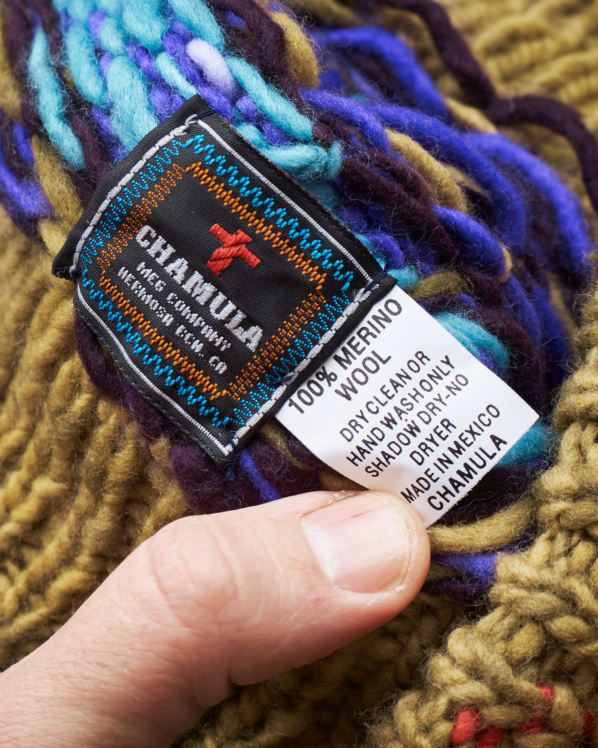 Chamula Double Cuff Wool Cap Fair Isle #8 Dk. Alfalfa