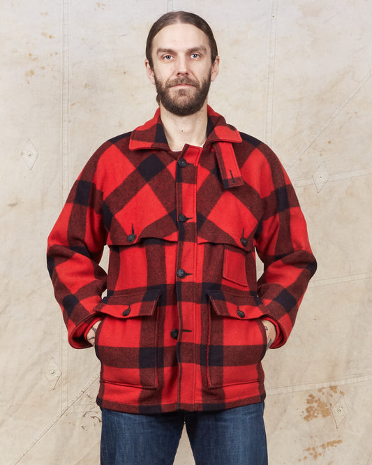 Vintage Eddie Bauer Wool Mackinaw Buffalo Plaid Jacket Goose Down Lining