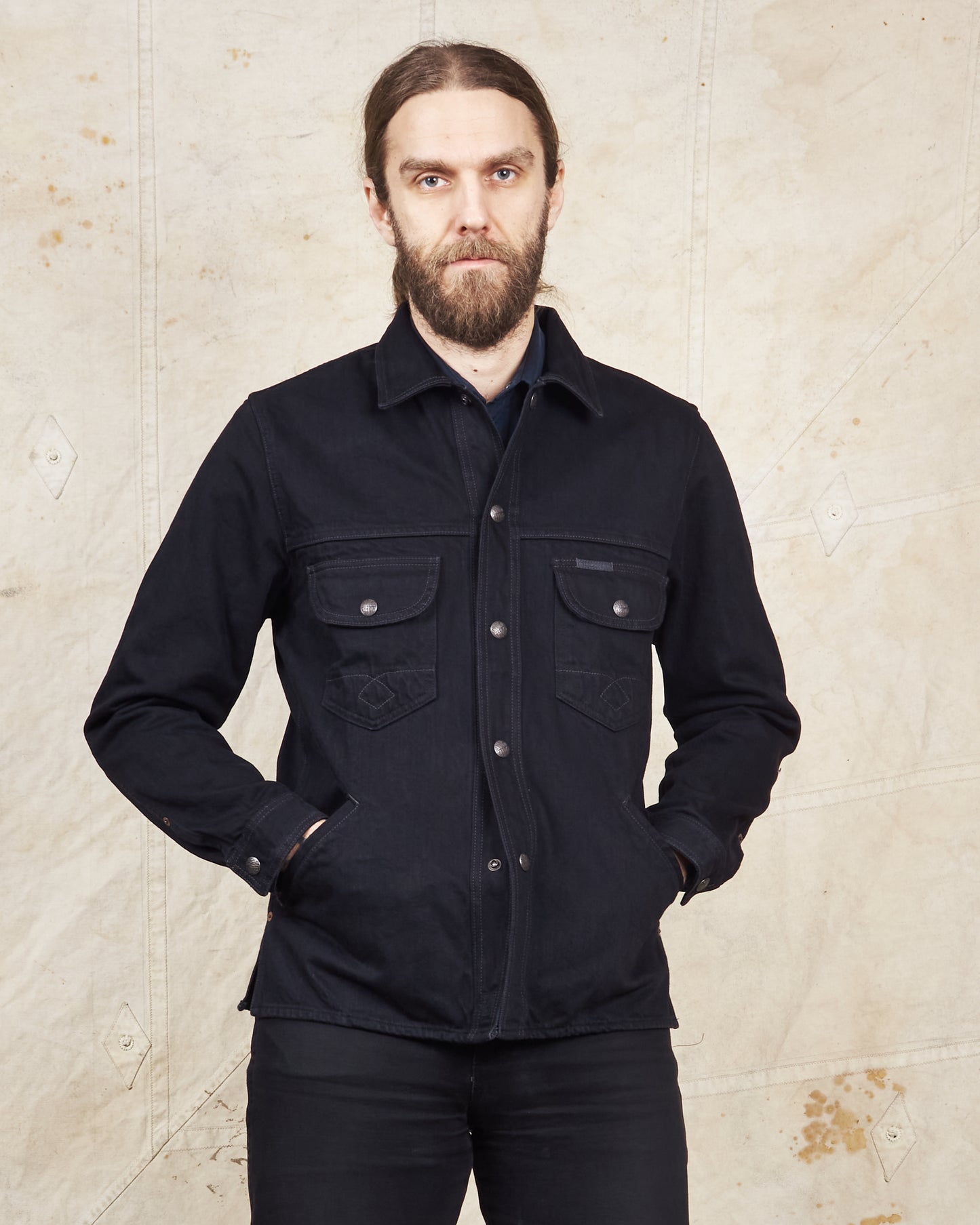 Indigofera Fargo Trucker Jacket Gunpowder Rinsed
