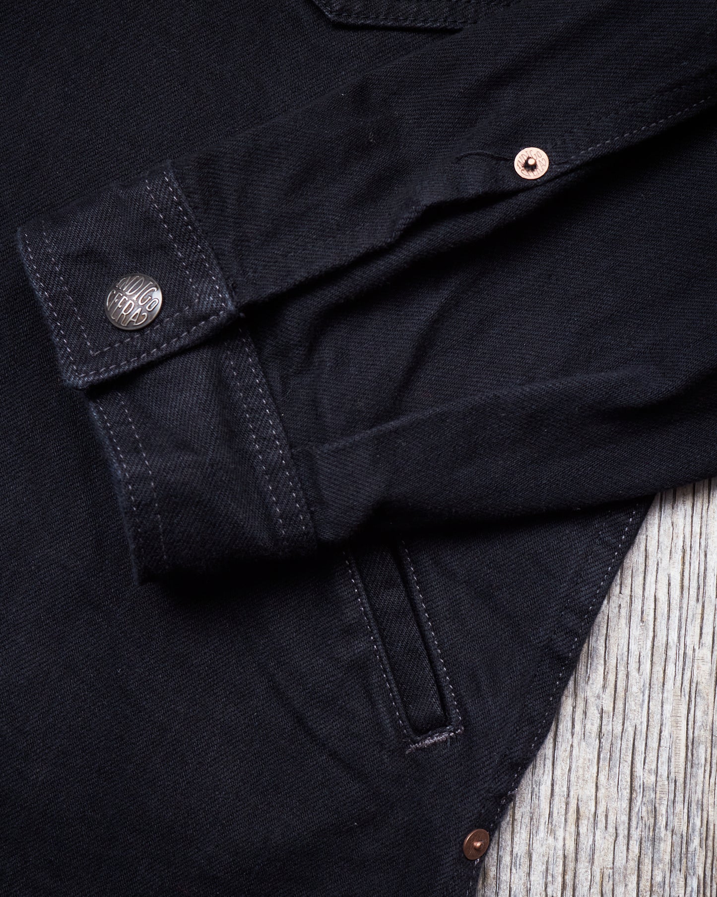 Indigofera Fargo Trucker Jacket Gunpowder Rinsed