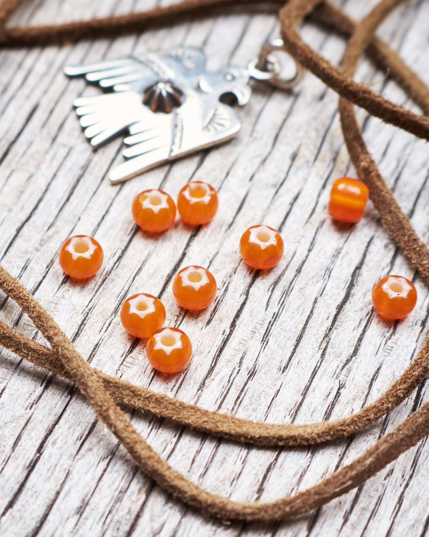 African White Heart Trade Bead Orange