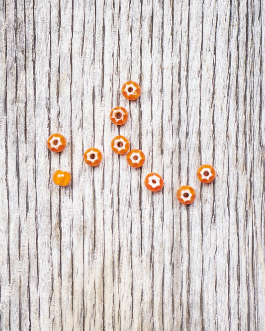 African White Heart Trade Bead Orange