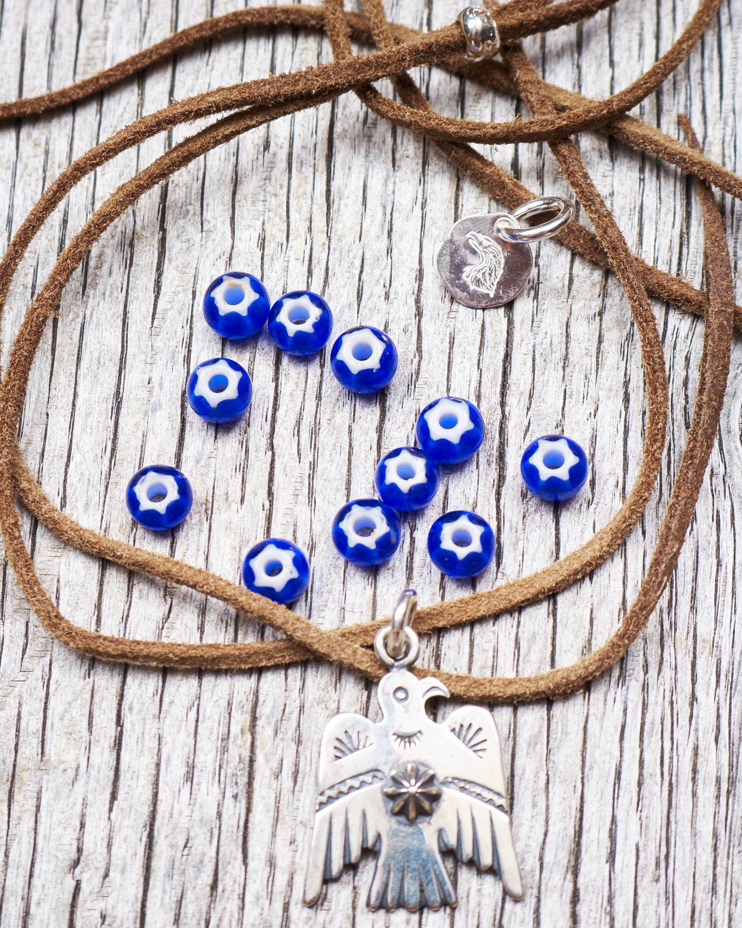 African White Heart Trade Bead Blue