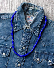 African White Heart Trade Beads Necklace Blue